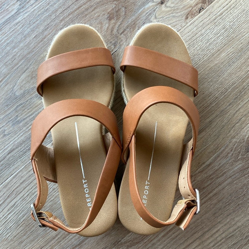 REPORT FOOTWEAR Elmer Sport Bottom Wedge Sandal in Cognac Brown Tan - Picture 6 of 11